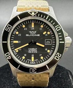 GLYCINE - Reloj para hombre Combat Sub automático esfera negra correa de nailon GL0083 - Imagen 1 de 10