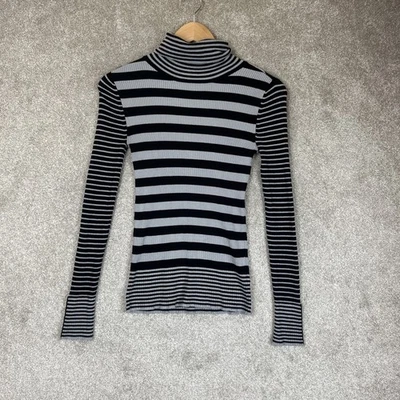 White House Black Market Sweater Womens Extra Small Black Gray Turtleneck- 3860 - Image 1 of 4