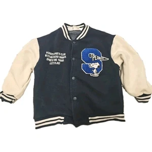 Vintage Peanuts Snoopy Varsity navy Jacket kids sz 5-6 years - Picture 1 of 5