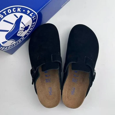 Birkenstock Boston Soft Footbed Black Suede Leather Unisex Clogs Shoes EU 37-45 - Image 1 of 4