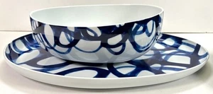 Paola Navone Grande Ovalado Patrón Remolino Tazón para Servir y Plato para Servir - Imagen 1 de 10