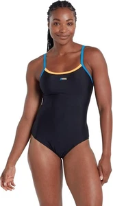 Traje de baño de una pieza para mujer Zoggs Cannon Strike Back, negro naranja azul talla 12 - Imagen 1 de 9