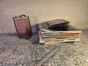 Lot 36 Vintage Vinyl Records 60s - 80s Varying Artists Rock, Jazz, Etc W/Holder - Picture 1 of 18