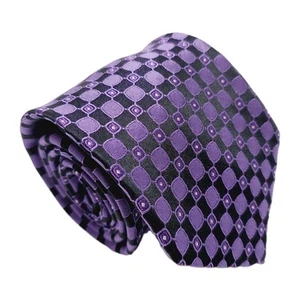 Pronto Uomo Necktie Purple Geometric Pattern Men's Silk Neck Tie Jacquard - Picture 1 of 5