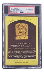 Lou Boudreau Signed 4x6 Cleveland HOF Plaque Card PSA/DNA 85027794 - Picture 1 of 4