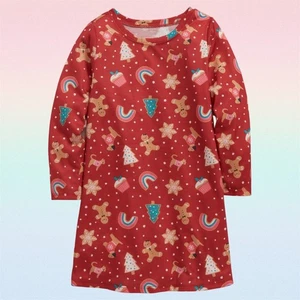 Antiguo Camisón de Navidad Arco Iris Pan de Jengibre Azul Marino Niñas Pequeñas Talla 12-18M 2T 3T - Imagen 1 de 1