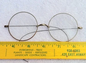 Antique Wire Rimmed Eyeglasses Spectacles 2" Diameter Lenses USA - Picture 1 of 9