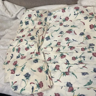 LENOX Linens 6 Cloth Placemats and 6 Cloth Napkins Poppies On Blue Floral Design - Image 1 of 4