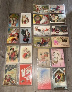 Lote 20 postales vintage de vacaciones de Navidad de Papá Noel principios de 1900 en buen estado - Imagen 1 de 11