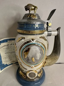Bradford Exchange Indian Head Buffalo Nickel Porcelain Stein Native American - Picture 1 of 12