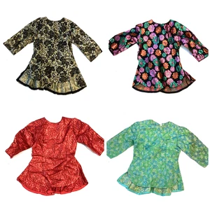 60-70er Jahre Paket 4 Mädchen Kleider Langarm Metallic Stoffe, Mädchen Gr. 5-7 - Bild 1 von 9