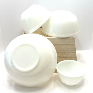 Juego de tazones mezcladores Pyrex True Opal blanco 401 402 403 404 de colección sin marcar en la parte inferior - Imagen 1 de 11
