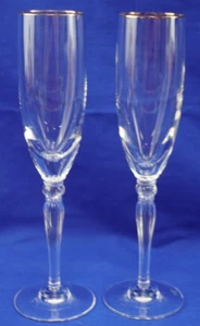 Waterford Carlton Gold (2) Champagne Flutes, 9 3/8" (Y1) - Picture 1 of 10