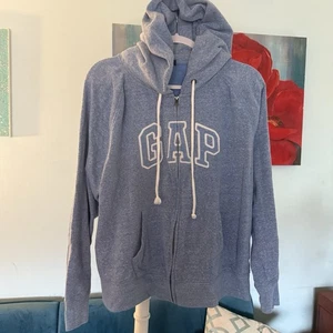 GAP Womens Hoodie Blue Color Full Zipper 2-Pocket Size XXL Sweatshirt Top - Picture 1 of 9