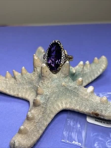 Atemberaubender Lusaka-Ring 9,55 ktw Amethyst & Zirkon platiniert Größe 9 9,35 ctw - Bild 1 von 11