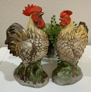De Colección HOMCO #1446 Cerámica Gallina Gallo Pollo Estatua Estatuilla Hombre Mujer Conjunto - Imagen 1 de 14