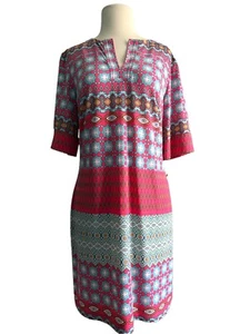 10P Donna Morgan Multicolor Short Sleeve Sheath Dress Stretch Cocktail - Picture 1 of 6