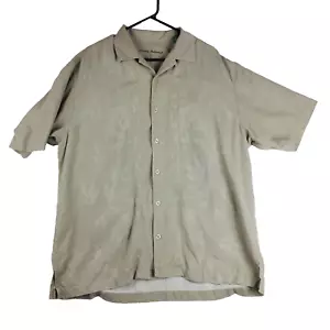 TOMMY BAHAMA Men's Beige Hawaiian Tropical Short Sleeve 100% Silk Beach Shirt L - Picture 1 of 11