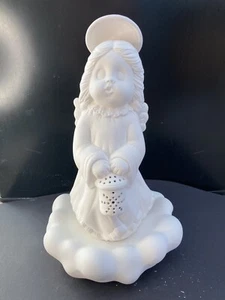 Angel on Cloud w/round Lantern 10" Ceramic Bisque, Ready to Paint - Picture 1 of 4