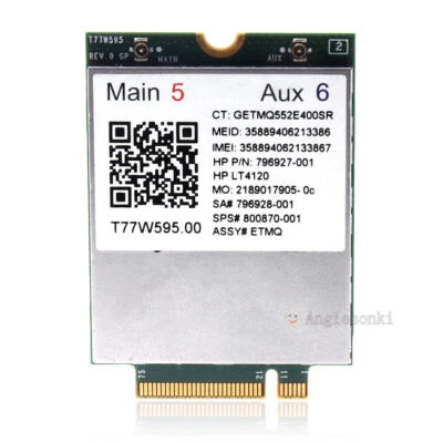  4G WWAN M.2 Modem Module HP lt4120 Snapdragon X5 LTE T77W595 796928-001 150Mbps - Image 1 of 4