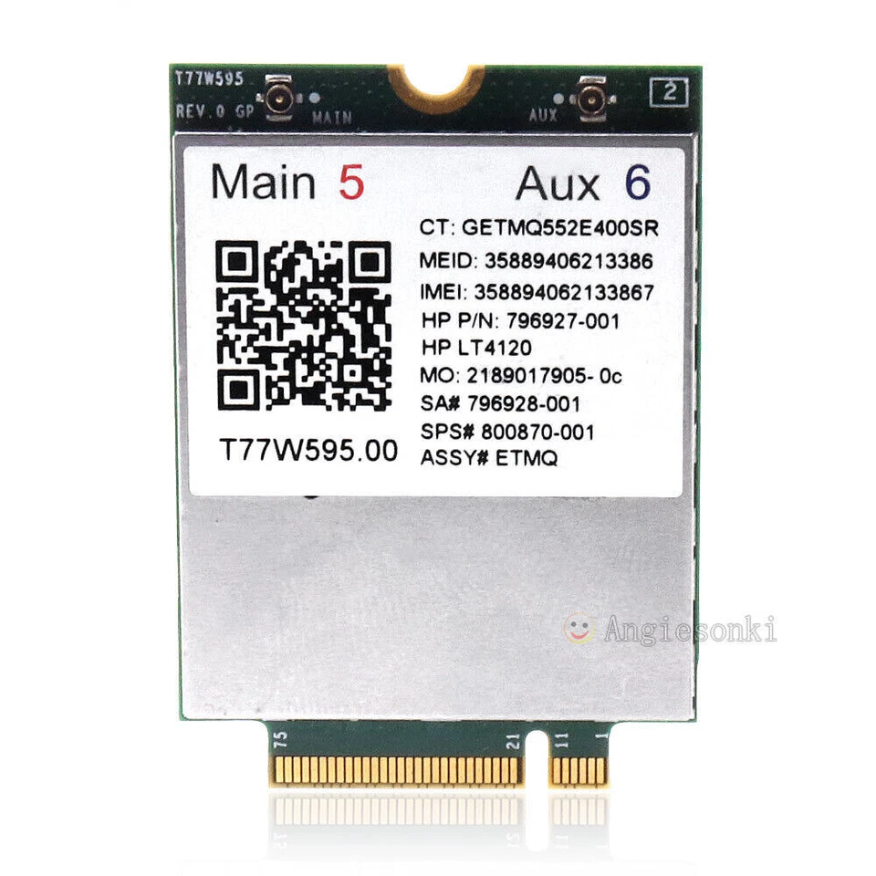  4G WWAN M.2 Modem Module HP lt4120 Snapdragon X5 LTE T77W595 796928-001 150Mbps - Image 1 of 4