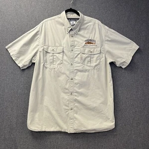 Columbia PFG fishing shirt size XL embroidered short sleeve beige cotton pockets - Picture 1 of 24