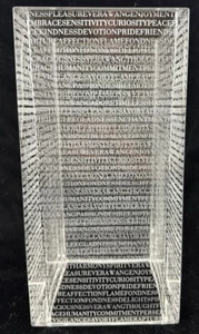 Vera Wang Etched Positive Vibes Word Art Glass Rectangular Hurricane 9.25"X4.5" - Picture 1 of 7