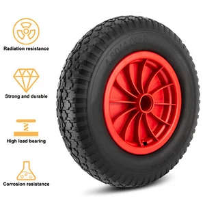 16" Flat Free Solid Tires Wheels 4.80/4.00-8" Garden Cart Hand Truck Universal - Picture 1 of 17