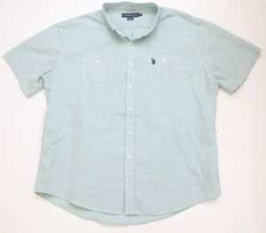 XXL U.S. Polo Assn. Green 2 Pocket Dress Shirt Button Up Short Sleeve P74 - Picture 1 of 4
