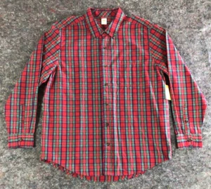 Gymboree Men's Large Red Green Plaid Button Front Long Sleeve Dress Casual Shirt - Picture 1 of 9
