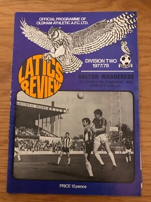 OLDHAM ATHLETIC V BOLTON WANDERERS PROGRAMME 1977/78 - Image 1 of 2
