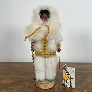 Indien Art Eskimo Indian Native Doll Figure Fur Tribal Figurine Vintage Canada - Picture 1 of 16