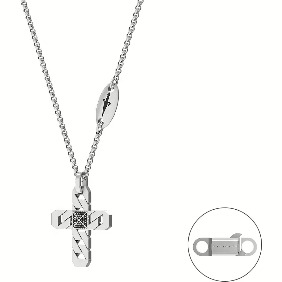 CESARE PACIOTTI  COLLANA CROCE  UOMO  ARGENTO 925  REFERENZA  JPCL5042B  NUOVA - Immagine 1 di 2