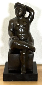 VINTAGE RARE KAREN VOBISOVA NUDE WOMAN BRASS 10.5" STATUE FIGURINE MARBLE BASE - Picture 1 of 13