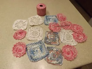 Completed Thread Crochet Quilt blocks coasters handmade plus supplies kit LOT - Picture 1 of 5