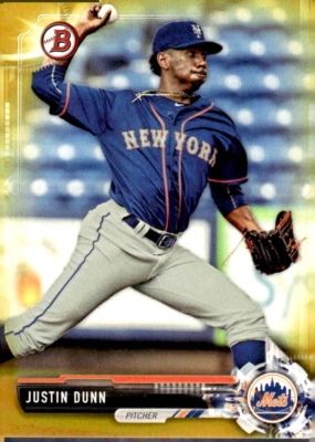 JUSTIN DUNN 2017 BOWMAN **GOLD**  RC ROOKIE  /50 !! 🔥🔥 NY METS - Image 1 of 2