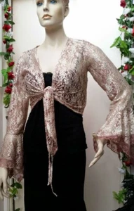 Tie Dyed Champagne Lace Hippie Gypsy Tie Top Hankie Sleeve Size 10 MadeByMe :) - Picture 1 of 2