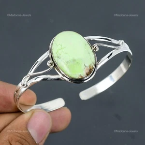 Valentines Sale Lemon Chrysoprase Stone Anniversary Bangle Jewelry 925 Silver - Picture 1 of 6