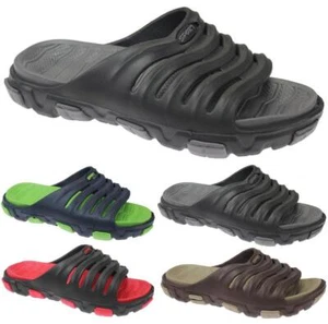Mens Open Toe Sliders Slip On Beach Sandals Anti-Slip Pool Slides House Slippers - Picture 1 of 10