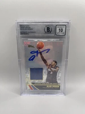 Allen Iverson Signed 2003-04 Topps Jersey Edition Game Used Beckett 10 Auto - Image 1 of 2