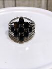 Thai Black Spinel Stainless Steel Cluster Ring (Size 7) Tgw 4.15 Cts