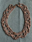 Collier chaîne vintage femme bédouin égyptien coeurs en argent pique en métal lourd