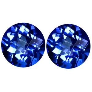 8,77 ct (2 Stück) schönes PASSENDES PAAR runde Form (10 x 10 mm) englischer Blautopas - Bild 1 von 1