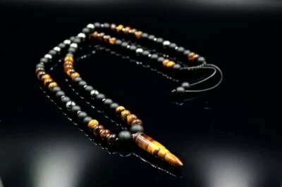 Collar colgante para hombre ojo de tigre ónix hematita piedras preciosas regalo para él  Foto 1 de 4