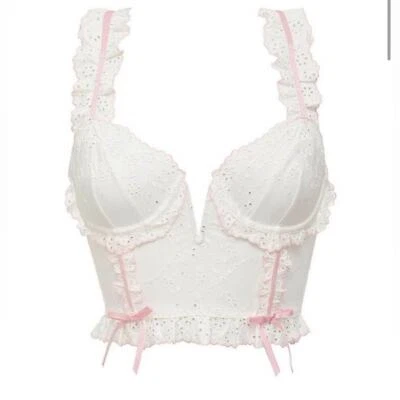 New! For Love and Lemons swirl eyelet lace bustier bra top white 10186 - Image 1 of 4