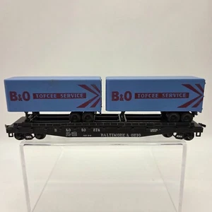 HO Scale Baltimore & Ohio B&O # 80274 50’ Train Flat Car with Containers - Bild 1 von 13