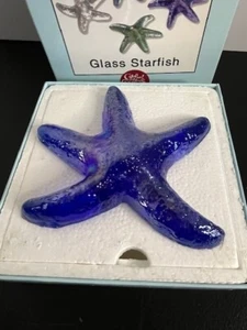 Irisierend blau Öl Slick Kunst Glas Seestern Briefbeschwerer Küste Strand Dekor - Bild 1 von 7