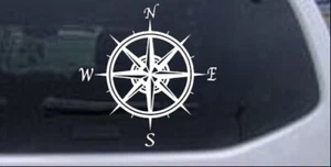 Compass Rose Car or Truck Window Laptop Decal Sticker White 4X3.8 - Imagen 1 de 1