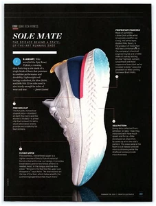 Nike Epic React Flykit Running Shoe Science Magazine Page CLIPPING photo article - Foto 1 di 1