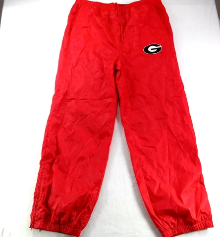 Georgia Bulldogs Track Pants Mens Sz. XL Red Lined Drawstring Ankle Zip Cover